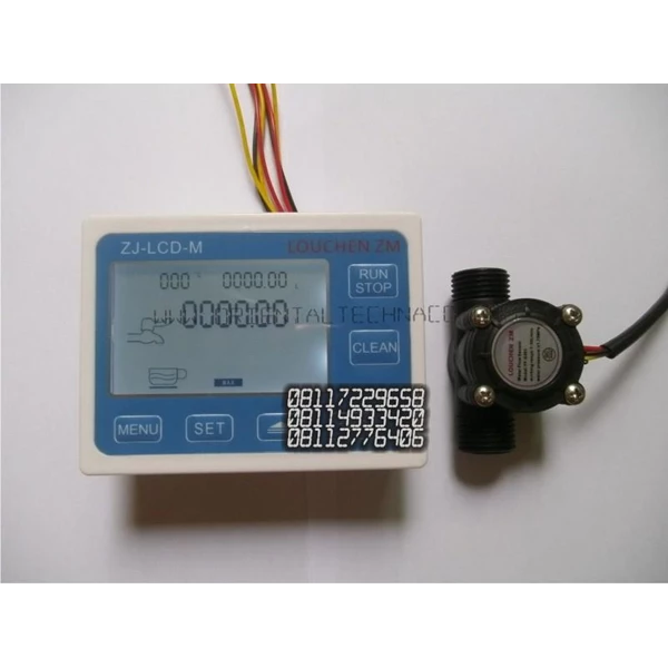 Water Flow Control LCD Display Flow Sensor Solenoid valve  Power