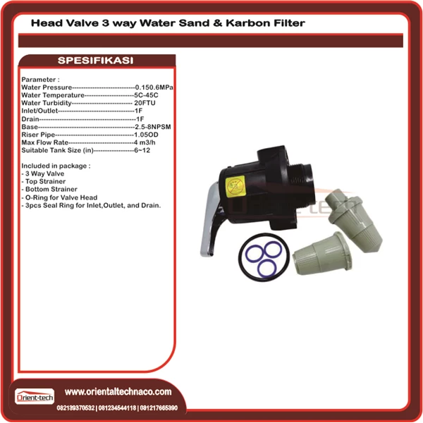 Kepala tabung filter air 3 way valve manual